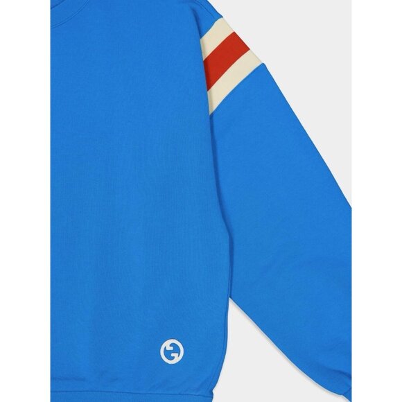 NWT GUCCI BLUE SWEATSHIRT COTTON SZ L 100% Authentic GG logo - Picture 3 of 11